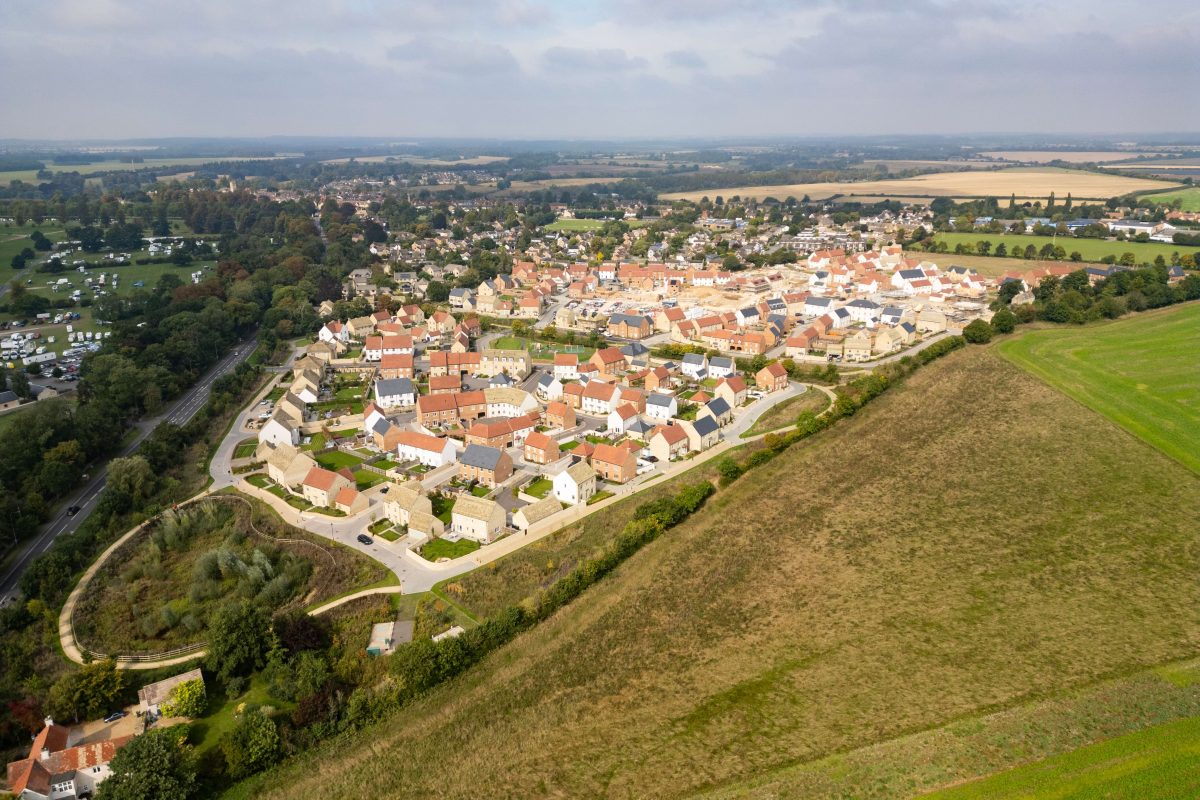 Aerial view of Park View on the edge of Woodstock, with green fields and the town beyond