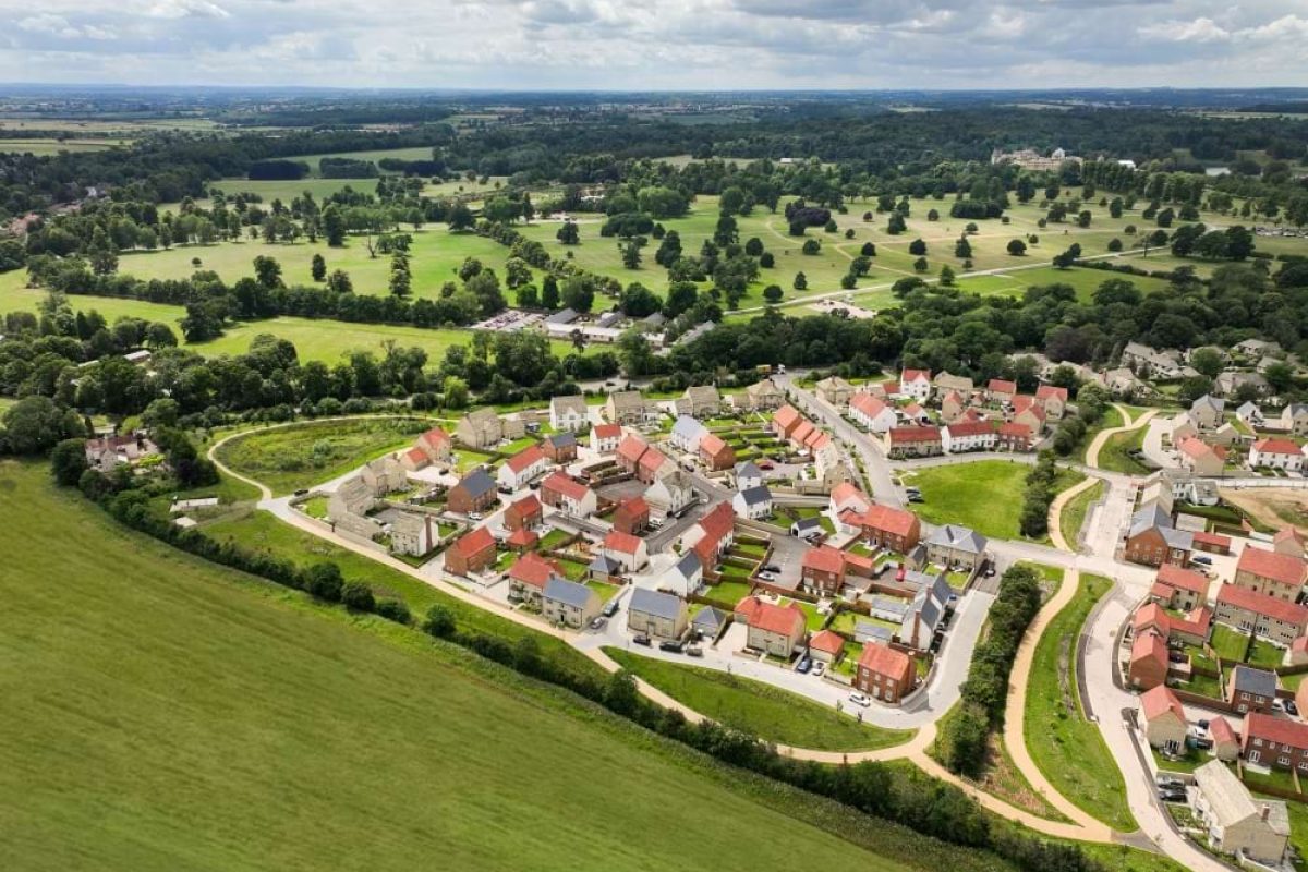 Aerial view of Park View, Woodstock, with Blenheim Park and its trees beyond